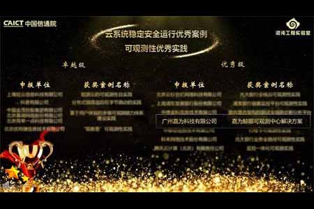 嘉為鯨眼可觀測(cè)中心解決方案獲評(píng)信通院可觀測(cè)性優(yōu)秀案例優(yōu)秀級(jí)